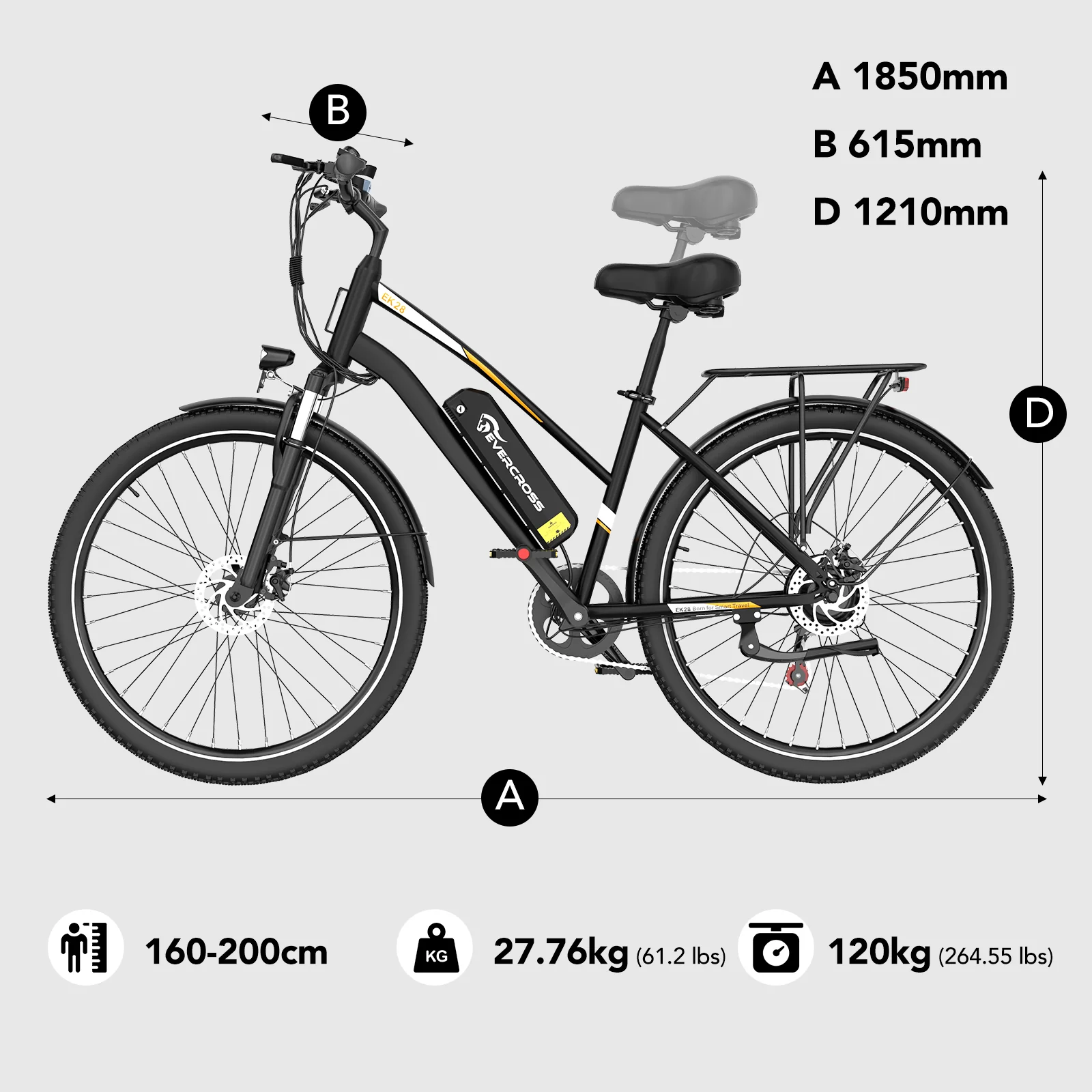 EVERCROSS 28 28-inch Tire Electric Bicycle-APP - Image 11