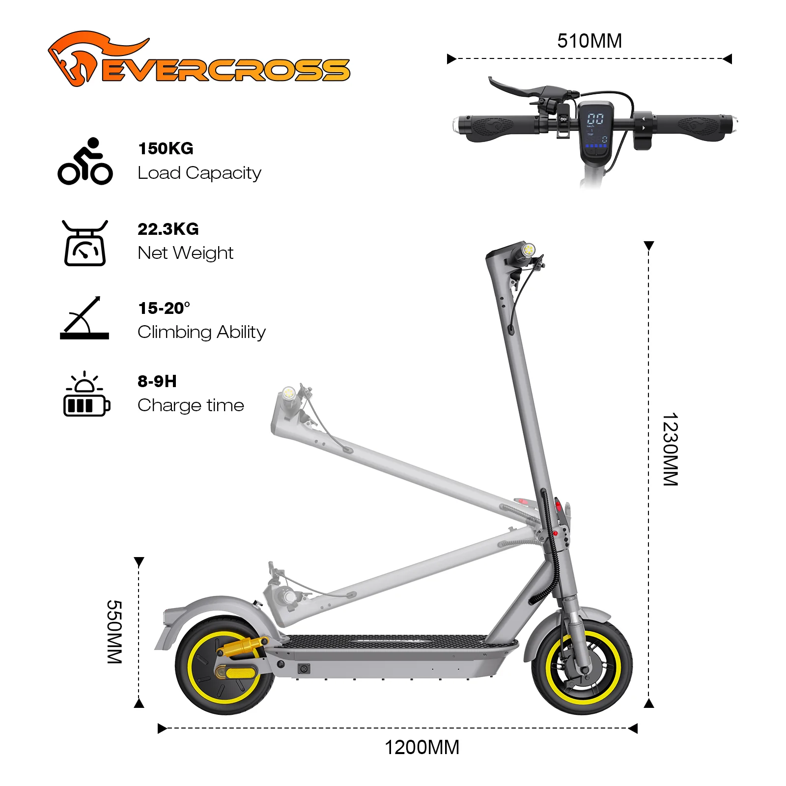 EVERCROSS EV10S MAX Electric Scooter-25km/h - Image 10