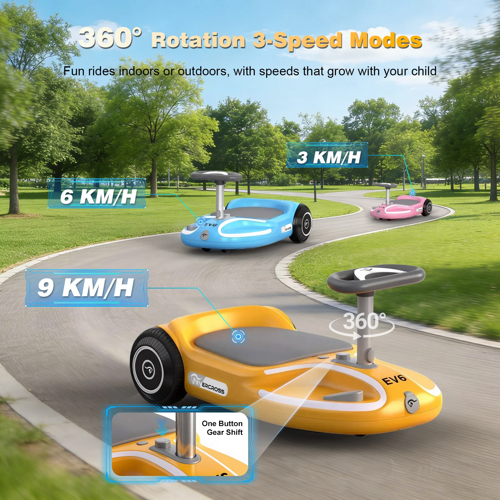 EVERCROSS EV6 Kids Electric Car, 4-in-1 Scooter and Rocker - Image 7