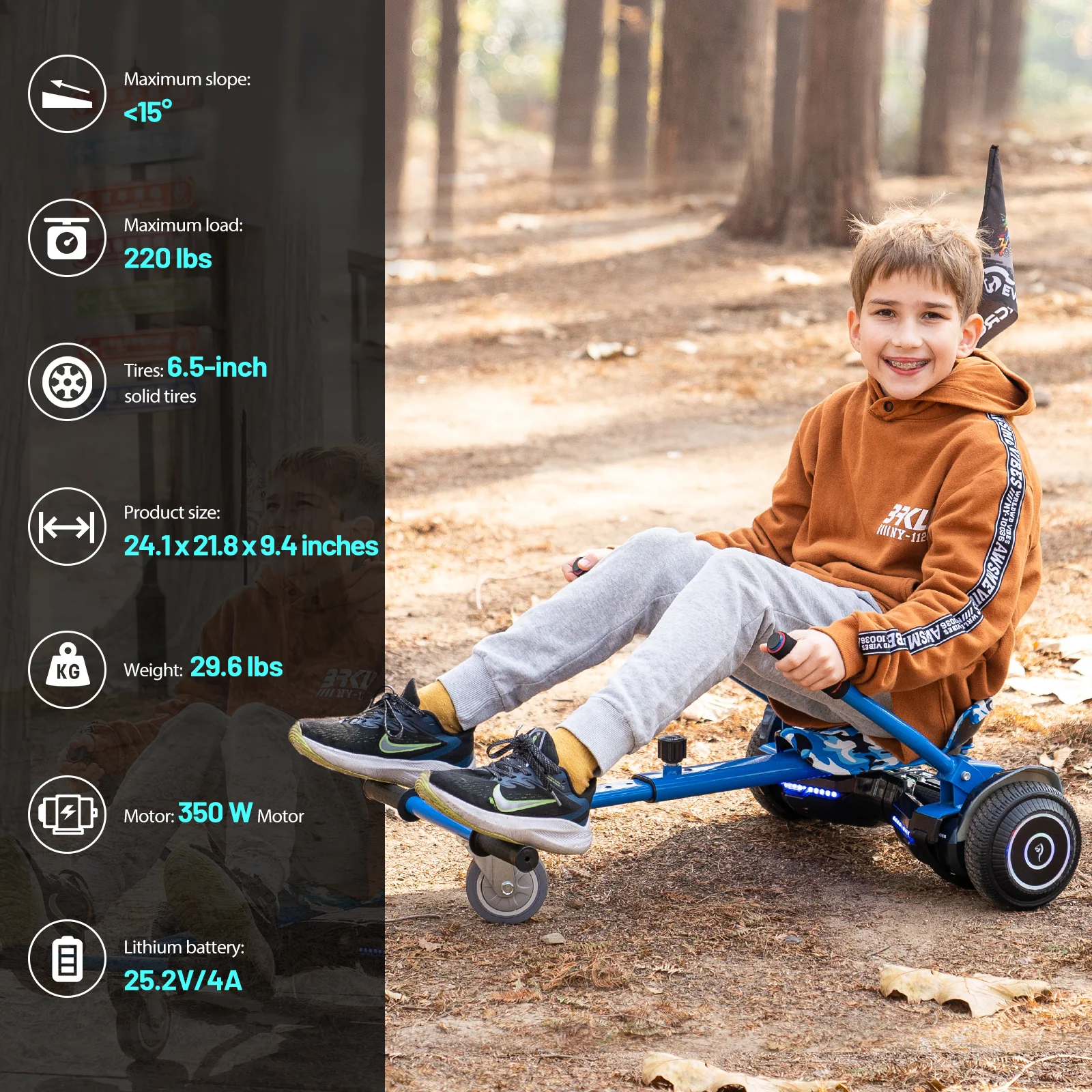 EVERCOSS EV2 Hoverboard, 6.5 Pulgadas Hoverboard Automatic Balancing with Bluetooth - Image 4