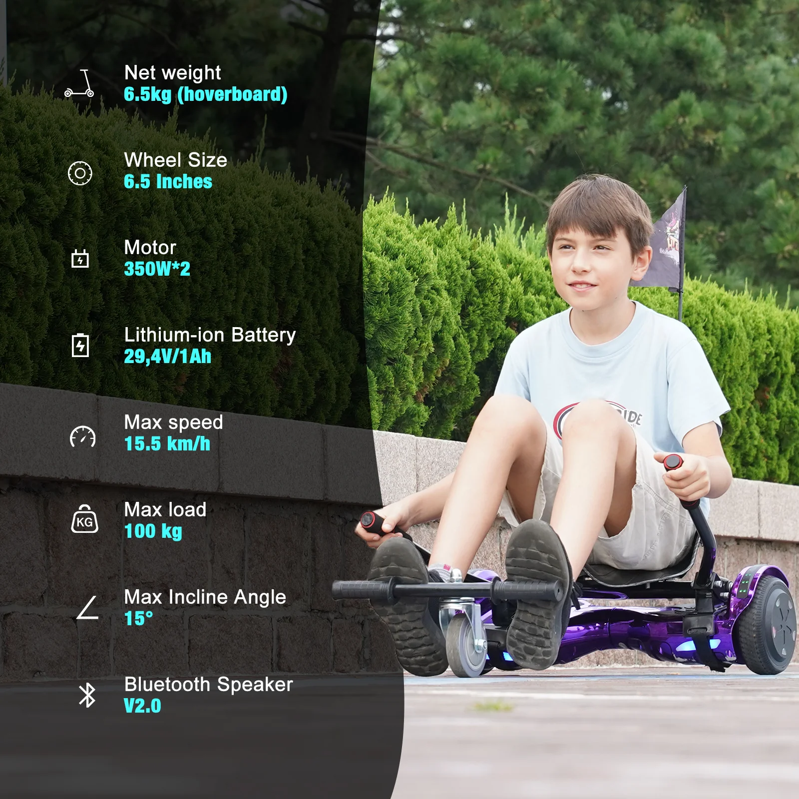 EVERCROSS XP10 Hoverboard, 6.5 Inch Self Balancing Scooter with Seat - Image 5