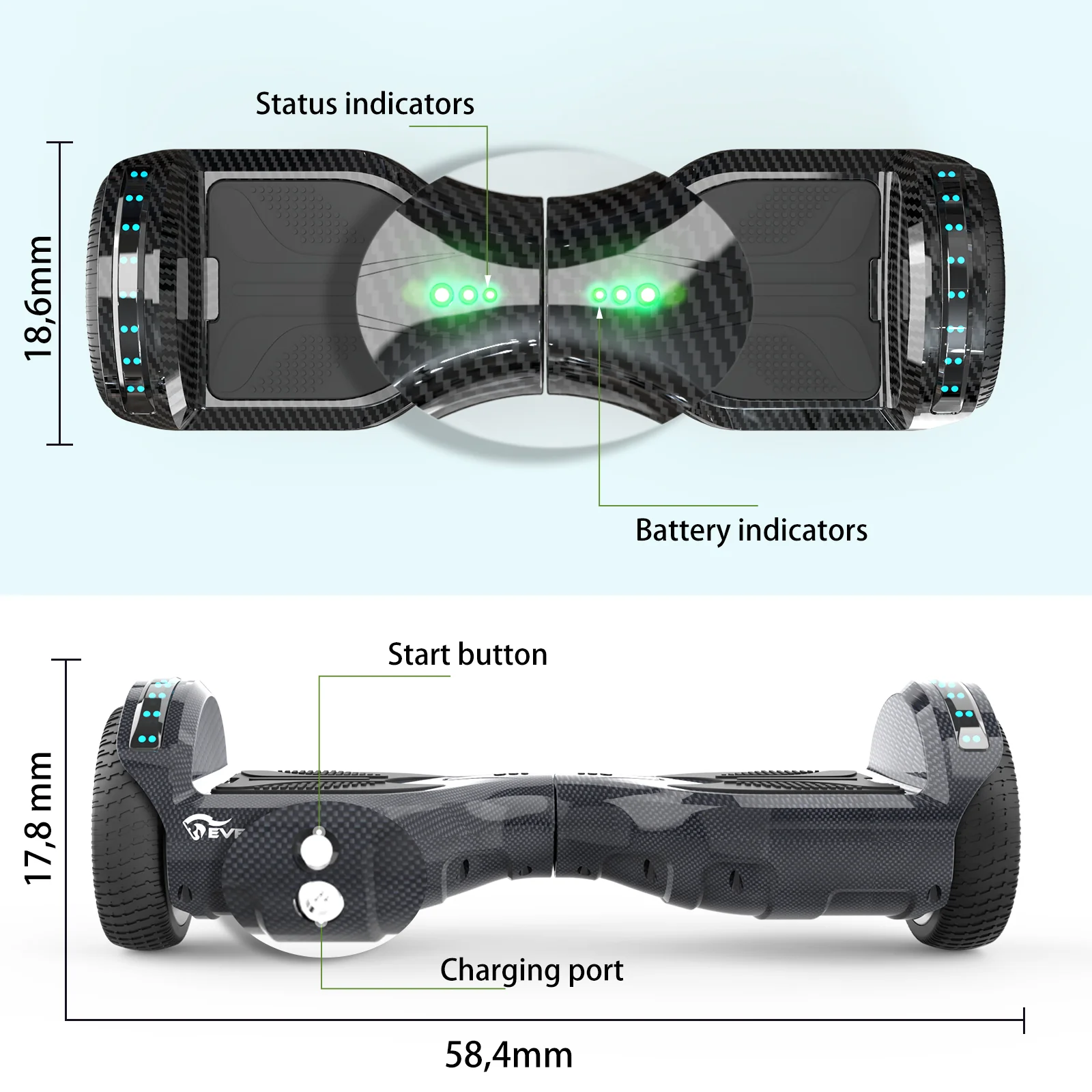 EVERCROSS XP10 Hoverboard, 6.5 Inch Self Balancing Scooter with Seat - Image 7